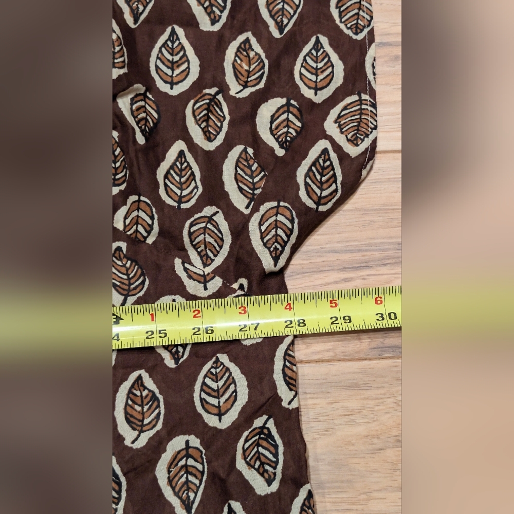 Lauren Ralph Lauren 2X Cotton Leaf Print Tunic Top Brown Boho Plus Size EUC - Picture 6 of 8